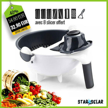 Mandoline Légumes 9 en 1 Découpez Rincez Dégustez